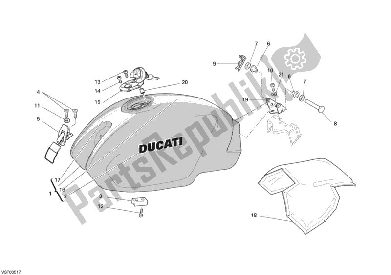 All parts for the Fuel Tank of the Ducati Monster S4R USA 1000 2007